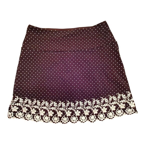 Intro Skort Embroidered Scalloped Stretch Cotton Modest Black White Polka Dot S - Picture 4 of 12